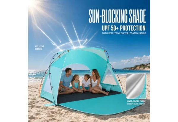 Etto Beach Sun Shelter · 3-Person · Turquoise, photo 3