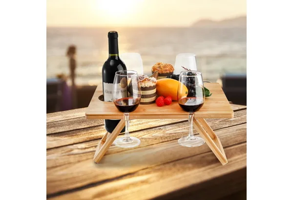 Youeon Bamboo Wine Picnic Table, photo 2
