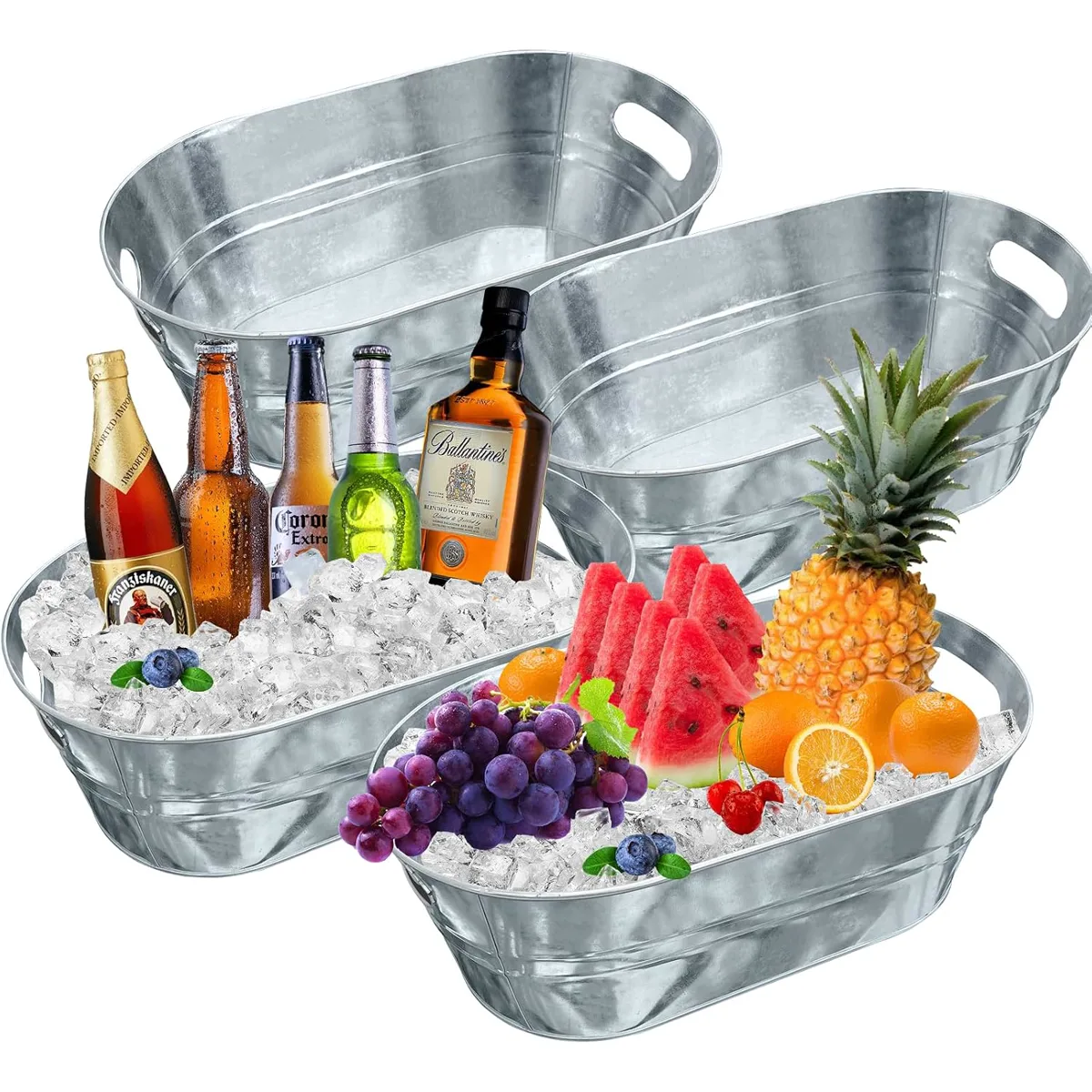 Galvanized Beverage Tubs · Set of 4