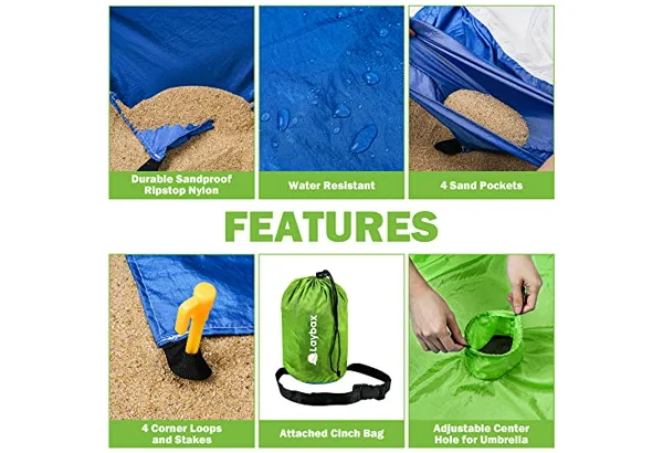 Laybax Blanket + Umbrella Hole 7×5 · Green, photo 5
