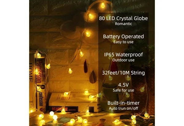 Metaku Globe Fairy Lights 33 ft · Remote, photo 2