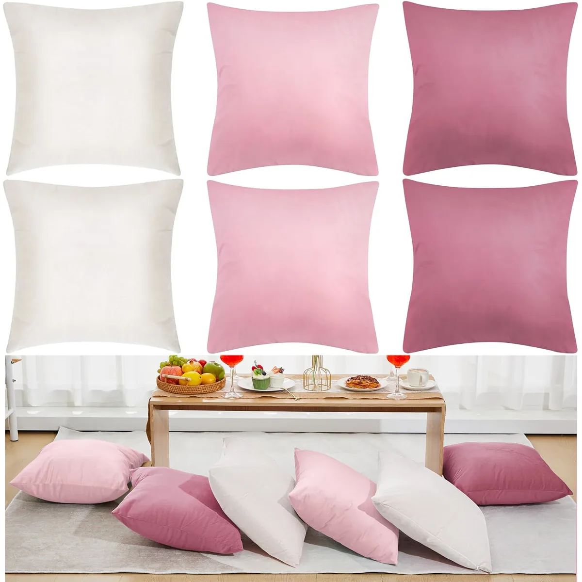 Berlune Velvet Pillow Covers 18×18 · Pink · 6-pc