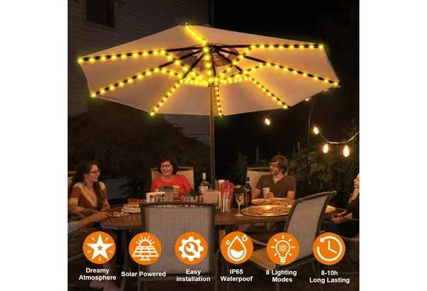 Solar Umbrella Lights · 8 Strands 112 LED, photo 3