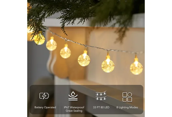 Metaku Globe Fairy Lights 33 ft · Remote, photo 4