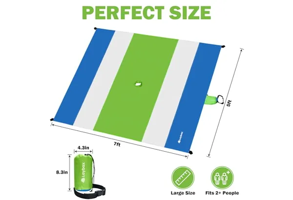 Laybax Blanket + Umbrella Hole 7×5 · Green, photo 4