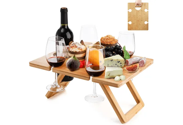 Youeon Bamboo Wine Picnic Table