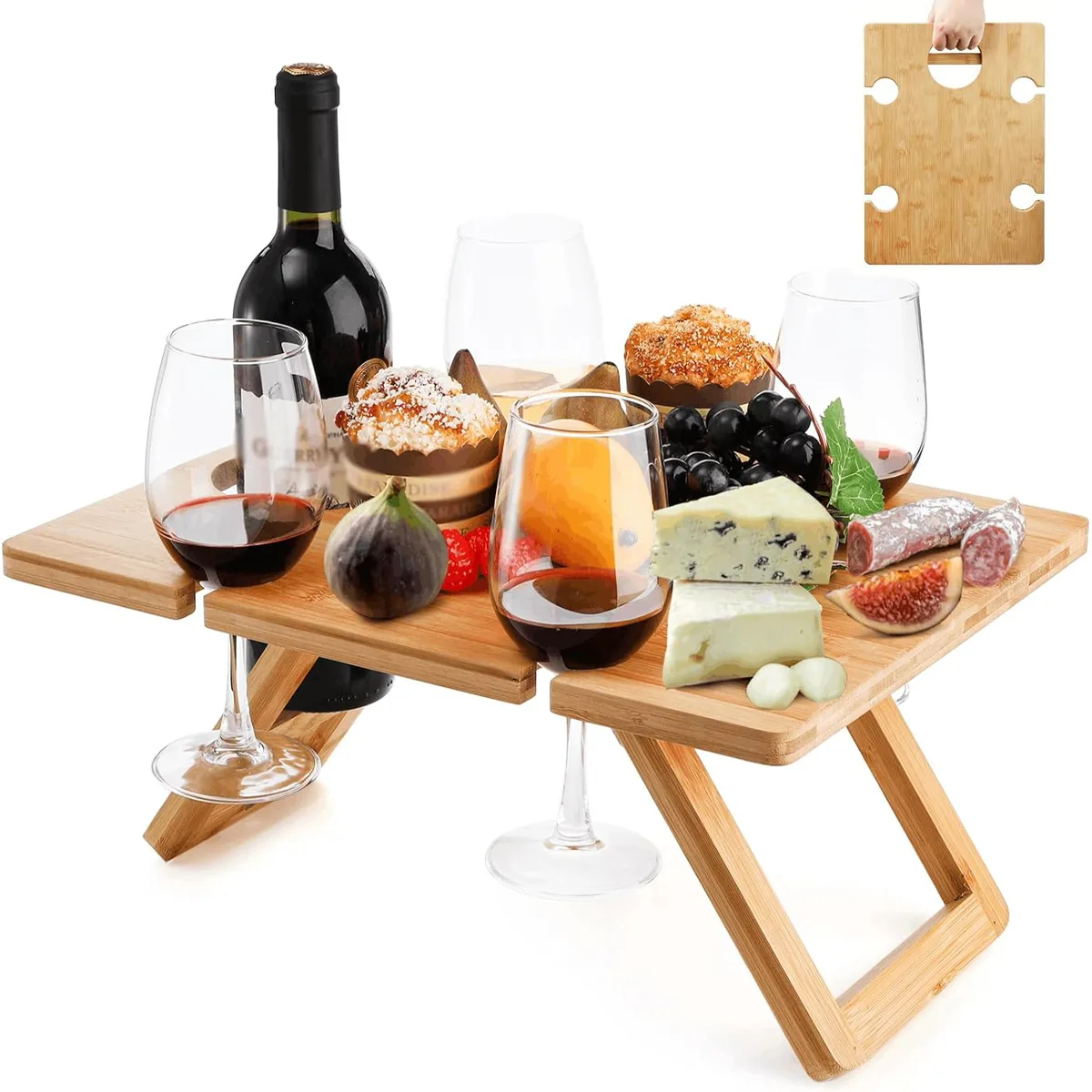 Youeon Bamboo Wine Picnic Table