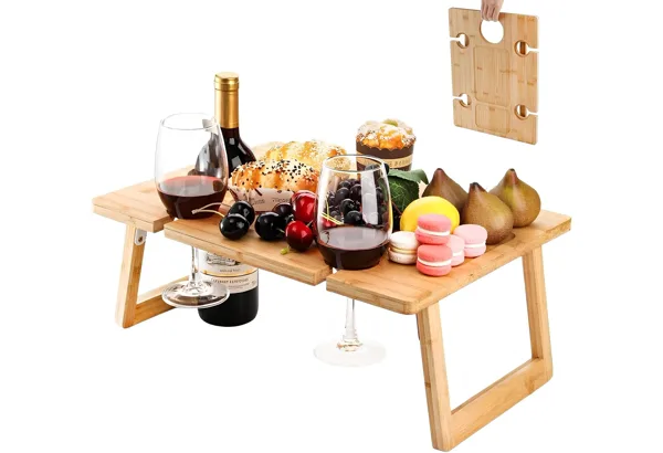 Peohud Bamboo Wine Picnic Table