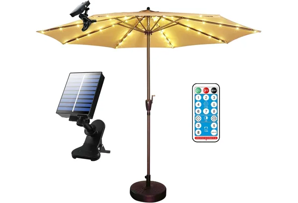 Solar Umbrella String Lights · Warm White