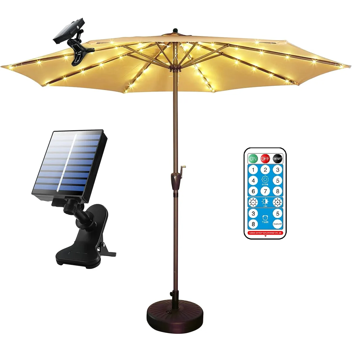 Solar Umbrella String Lights · Warm White