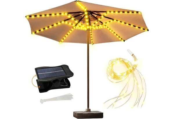 Solar Umbrella Lights · 8 Strands 112 LED