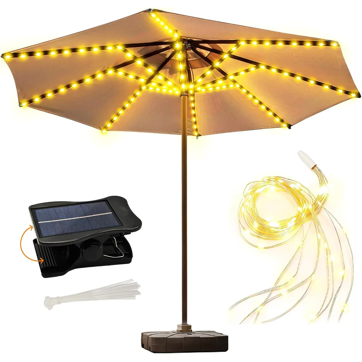 Solar Umbrella Lights · 8 Strands 112 LED