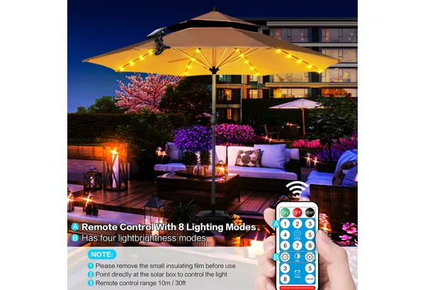 Solar Umbrella String Lights · Warm White, photo 4