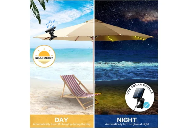 Solar Umbrella String Lights · Warm White, photo 3