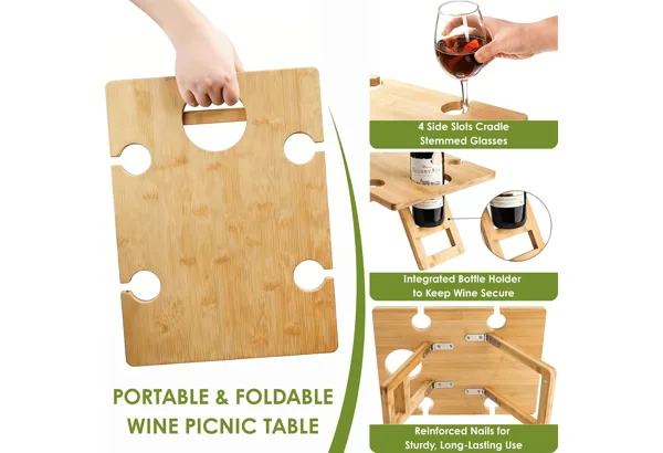 Youeon Bamboo Wine Picnic Table, photo 4