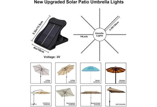 Solar Umbrella Lights · 8 Strands 112 LED, photo 2