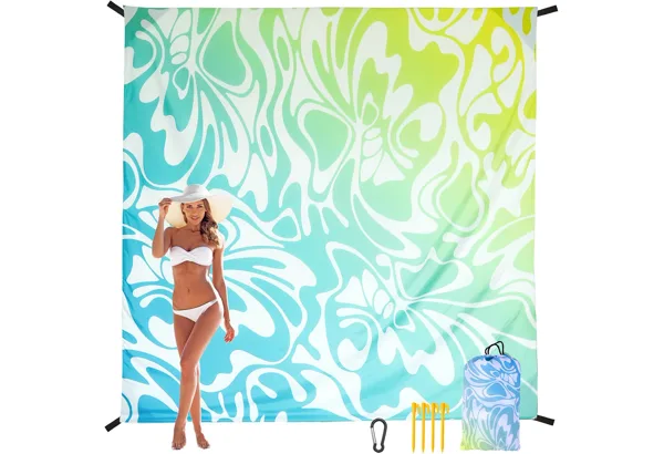 HIHOHO Sandproof Beach Mat 79×83 · Aztec
