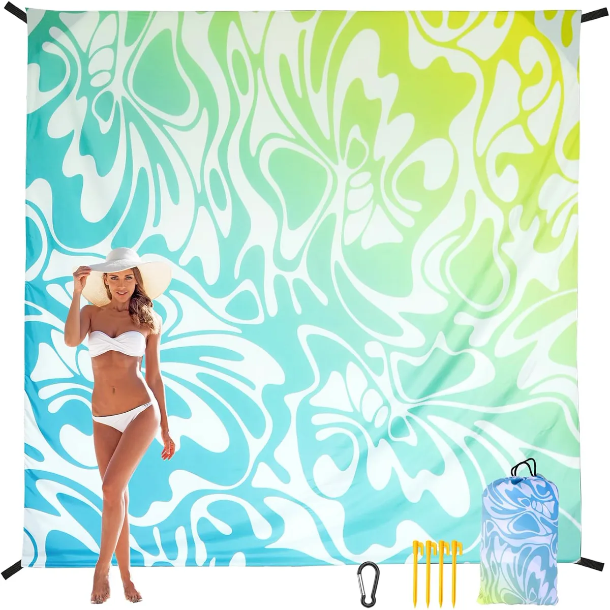 HIHOHO Sandproof Beach Mat 79×83 · Aztec