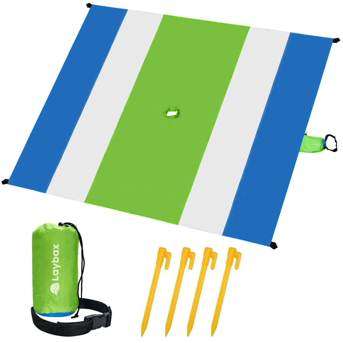 Laybax Blanket + Umbrella Hole 7×5 · Green