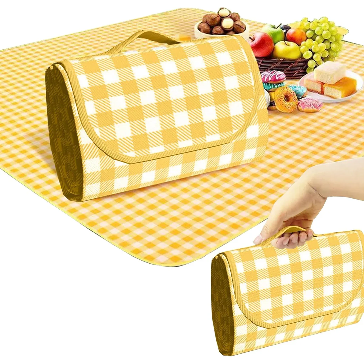 Foldable Picnic Blanket 80×80 · Yellow