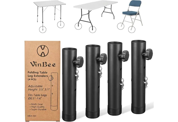 VinBee Folding Table Leg Risers · 4-Pack