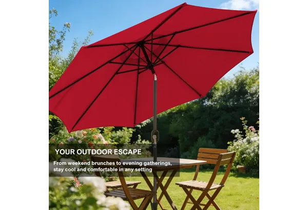 Blissun 9' Market Umbrella · Red, photo 3