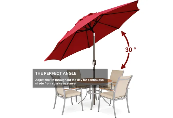Blissun 9' Market Umbrella · Red, photo 2