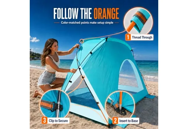 Etto Beach Sun Shelter · 3-Person · Turquoise, photo 4