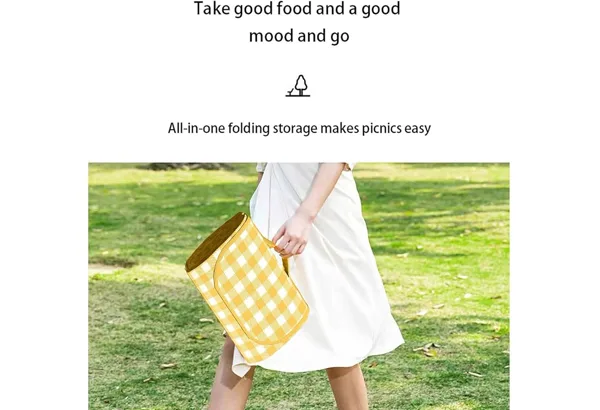 Foldable Picnic Blanket 80×80 · Yellow, photo 3