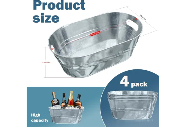 Galvanized Beverage Tubs · Set of 4, photo 2